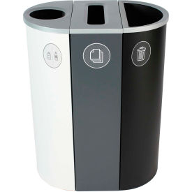 Busch Systems Spectrum Triple - Cans & Bottles/Paper/Waste 26 Gallon - White/Gray/Black - 101201 101201