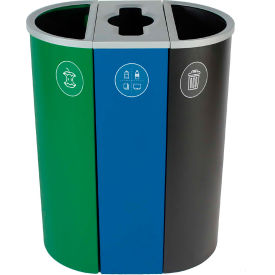 Busch Systems Spectrum Triple - Organics/Recycling/Waste 26 Gallon - Green/Blue/Black - 101202 101202