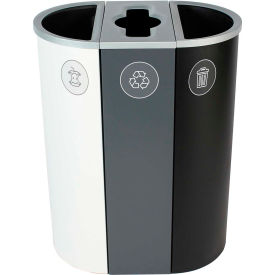 Busch Systems Spectrum Triple - Organics/Recycling/Waste 26 Gallon - White/Gray/Black - 101203 101203