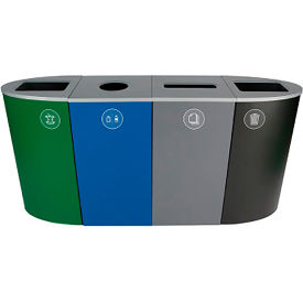 Busch Systems Spectrum Quad Recycling Station For Organics 92 Gallon Cap. Green/Blue/Gray/Black 101208