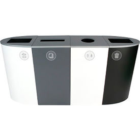 Busch Systems Spectrum Quad Recycling Station For Organics & Paper 92 Gallon Cap. White/Gray/Black 101209