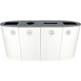 Busch Systems Spectrum Quad Recycling Station For Organics & Paper 92 Gallon Capacity White 101210
