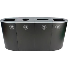 Busch Systems Spectrum Quad Recycling Station For Organics & Paper 92 Gallon Capacity Black 101211