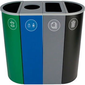 Busch Systems Spectrum Quad Slim Recycling Station For Organics 36 Gal. Cap. Green/Blue/Gray/Black 101212