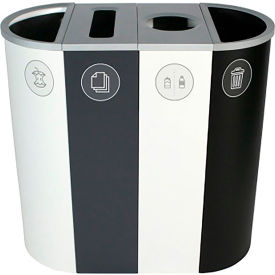 Busch Systems Spectrum Quad Slim Recycling Station For Organics 36 Gallon Cap. White/Gray/Black 101213