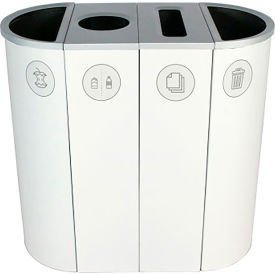 Busch Systems Spectrum Quad Slim Recycling Station For Organics & Paper 36 Gallon Capacity White 101214