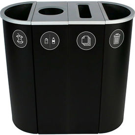 Busch Systems Spectrum Quad Slim Recycling Station For Organics & Paper 36 Gallon Capacity Black 101215