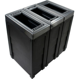 Busch Systems Evolve Triple Recycling & Trash Can 69 Gallon Black 101268