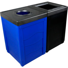 Busch Systems Evolve Double Cube Recycling & Trash Can 100 Gallon Black/Blue 101279