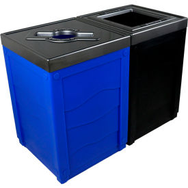 Busch Systems Evolve Double Cube Recycling & Trash Can 46 Gallon Black/Blue 101280