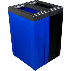 Busch Systems Evolve Double Ellipse Recycling & Trash Can 46 Gallon Black/Blue 101281