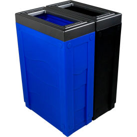Busch Systems Evolve Double Recycling & Trash Can 46 Gallon Black/Blue 101282