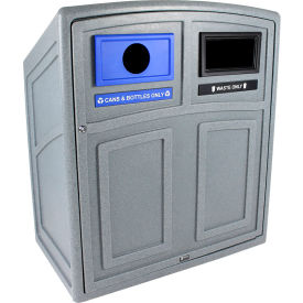 Busch Systems Uptown Double Recycling & Trash Can Cans & Bottles/Waste 64 Gallon Greystone 101452