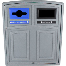 Busch Systems Uptown Double Recycling & Trash Can 64 Gallon Greystone 101454