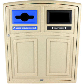 Busch Systems Uptown Double Recycling & Trash Can 96 Gallon Sandstone 101455