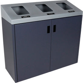 Busch Systems SummitSI Triple Recycling & Trash Can 45 Gallon Silver/Grey 101501