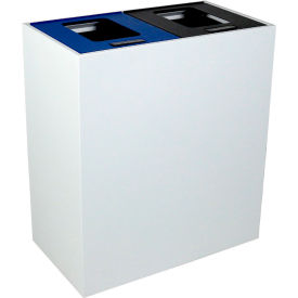 Busch Systems Summit MI Double Recycling & Trash Can 30 Gallon White/Blue/Black 101510