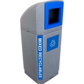 Busch Systems Outdoor Octo Container - Mixed Recyclables 32 Gallon - Graystone/Blue - 104439 104439
