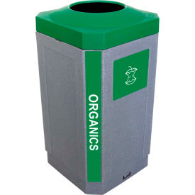 Busch Systems Indoor Octo Container - Organics 32 Gallon - Graystone/Green - 104453 104453