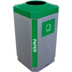 Busch Systems Indoor Octo Container - Paper 32 Gallon - Graystone/Green - 104455 104455