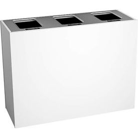 Busch Systems Aristata Triple Recycling Station For Mixed Recyclables 45 Gallon Capacity Glacier 105255