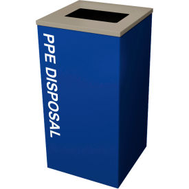 Busch Systems Spectrum Cube PPE Disposal Bin With Anti-Microbial Lid 24 Gallon Blue 105349