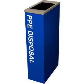 Busch Systems Spectrum Cube PPE Disposal Bin With Anti-Microbial Lid 10 Gallon Blue 105355