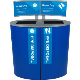 Busch Systems Spectrum Ellipse PPE Disposal Bin For Masks & Gloves 44 Gallon Blue 105407