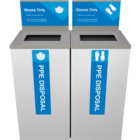 Busch Systems Spectrum Cube Double PPE Disposal Bin For Masks & Gloves 48 Gallon White 105408