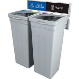 Busch Systems® Rise Double Waste Container W/ Signage 13-11/16