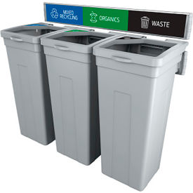 Busch Systems® Rise Triple Waste Container W/ Signage 13-11/16
