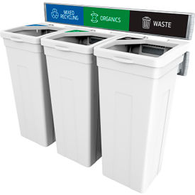 Busch Systems® Rise Triple Waste Container W/ Signage 13-11/16