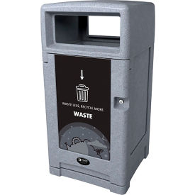 Busch Systems® Expression™ Plastic Waste Container 45 Gallon Capacity Greystone 208351