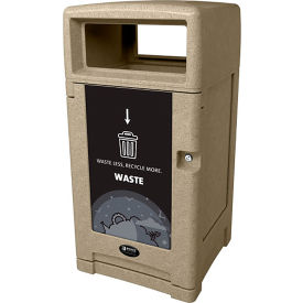 Busch Systems® Expression™ Plastic Waste Container 45 Gallon Capacity Sandstone 208370