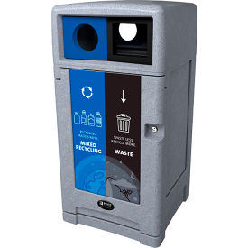Busch Systems Expression Double Recycling Station For Mixed Recycling 40 Gallon Capacity Greystone 208374
