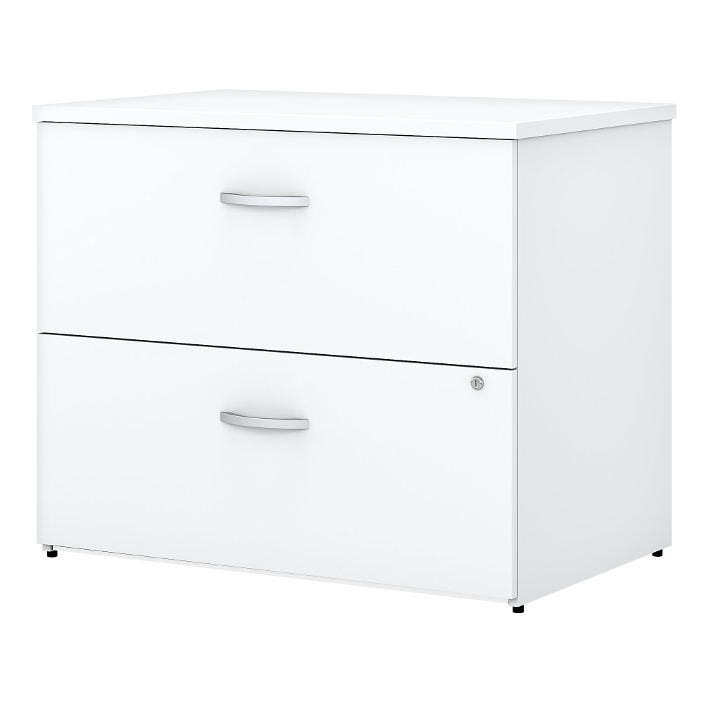 Bush Business Furniture Easy Office 35-2/3inW x 23-1/3inD Lateral 2-Drawer File Cabinet, White, Standard Delivery MPN:EO109WHSU