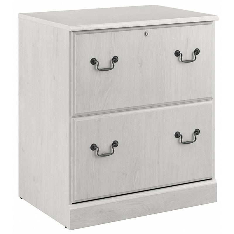 Bush Furniture Saratoga 26-6/7inW x 19-2/5inD Lateral 2-Drawer File Cabinet, Linen White Oak, Standard Delivery MPN:EX45754-03