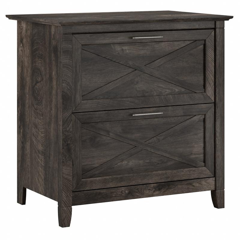 Bush Furniture Key West 30inW x 19-7/8inD Lateral 2-Drawer File Cabinet, Dark Gray Hickory, Standard Delivery MPN:KWF130GH-03