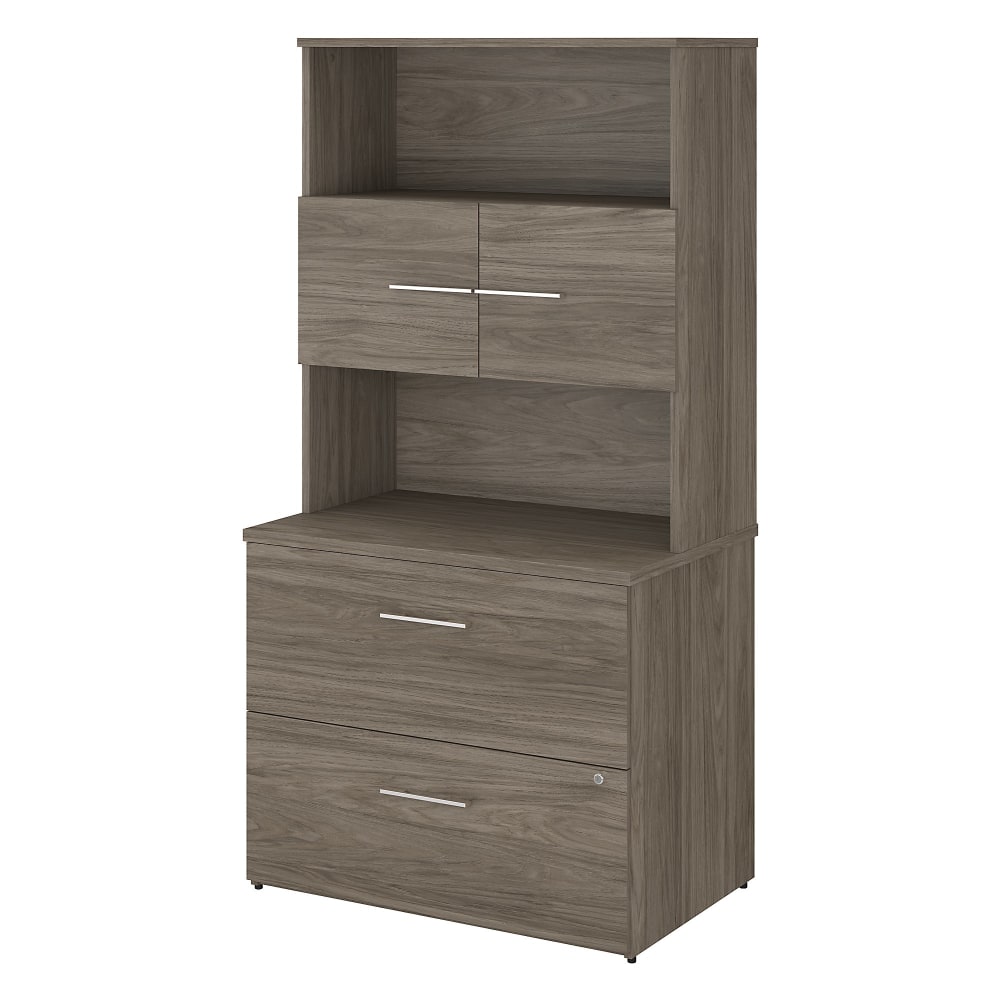 Bush Business Furniture Office 500 35-2/3inW x 23-1/3inD 2-Drawer Lateral File Cabinet With Hutch, Modern Hickory, Standard Delivery - OF5007MHSU MPN:OF5007MHSU