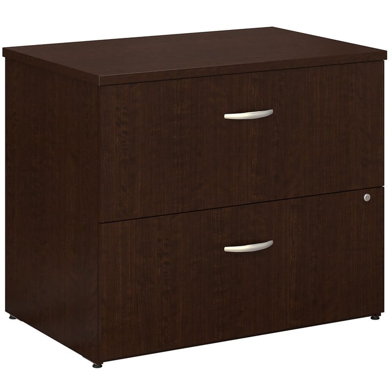Bush Business Furniture Office-in-an-Hour 35-2/3inW x 23-1/3inD Lateral 2-Drawer File Cabinet, Mocha Cherry, Standard Delivery MPN:OIAH011MRSU