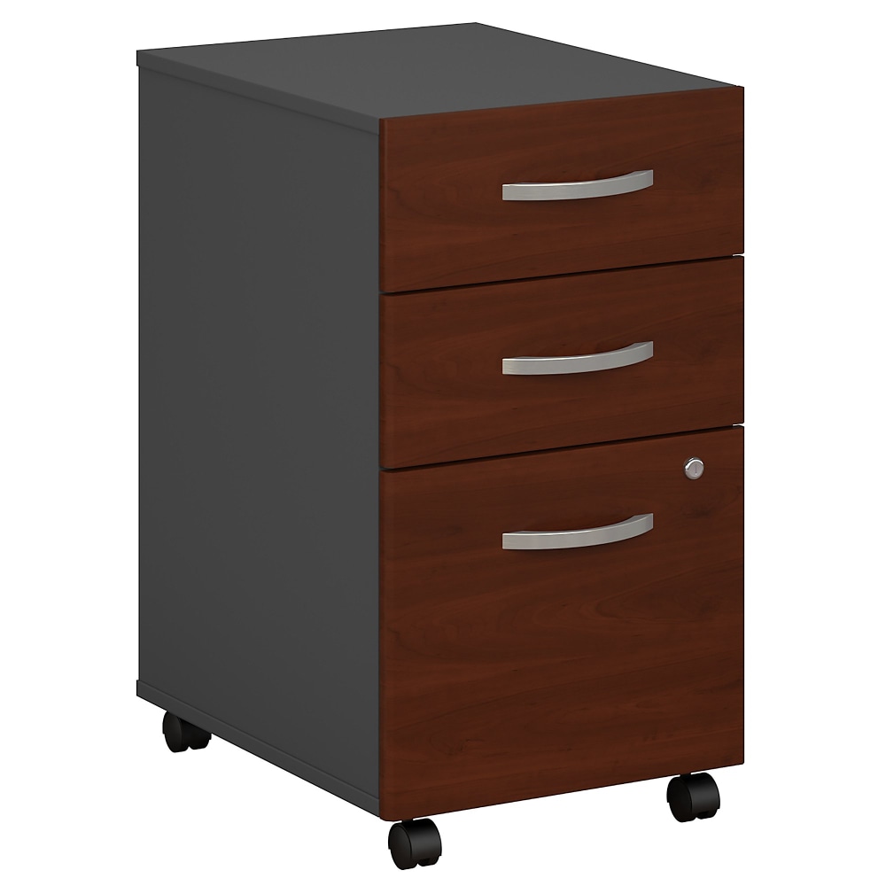 Bush Business Furniture Series C Components 21inD Vertical 3-Drawer Mobile File Cabinet, Hansen Cherry/Graphite Gray, Standard Delivery MPN:WC24453