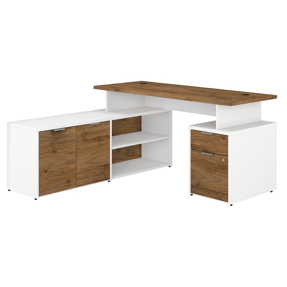 Bush Business Furniture Jamestown 60inW L-Shaped Corner Desk With Drawers, Fresh Walnut/White, Standard Delivery MPN:JTN021FWWHSU