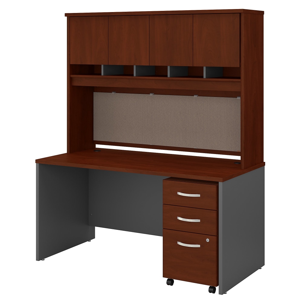 Bush Business Furniture Series C Components 60inW Computer Desk With Hutch, Mobile File, Hansen Cherry/Graphite Gray, Standard Delivery, SRC145HCSU MPN:SRC145HCSU