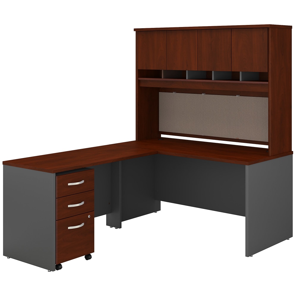 Bush Business Furniture Series C Components 60inW L-Shaped Corner Desk With Hutch And Mobile File Cabinet, Hansen Cherry, Standard Delivery MPN:SRC147HCSU