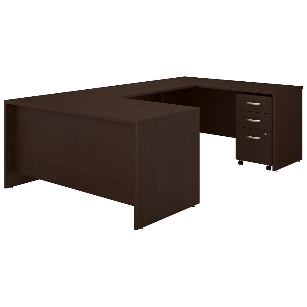 Bush Business Furniture Series C Components 60inW U-Shaped Corner Desk With 3-Drawer Mobile File Cabinet, Mocha Cherry, Standard Delivery MPN:SRC148MRSU
