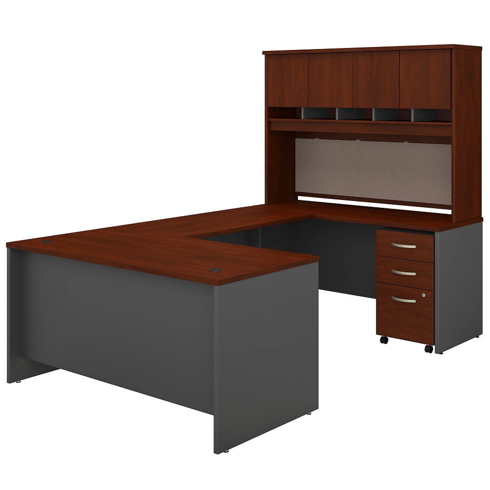 Bush Business Furniture Series C Components 60inW U-Shaped Corner Desk With Hutch And Mobile File Cabinet, Hansen Cherry, Standard Delivery MPN:SRC149HCSU