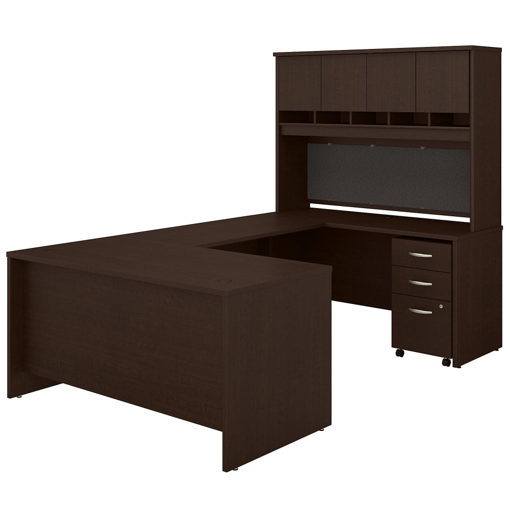 Bush Business Furniture Series C Components 60inW U-Shaped Corner Desk With Hutch And Mobile File Cabinet, Mocha Cherry, Standard Delivery MPN:SRC149MRSU