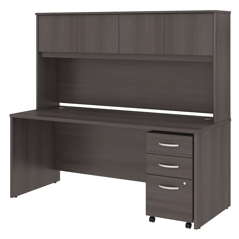 Bush Business Furniture Studio C 72inW Office Computer Desk With Hutch And Mobile File Cabinet, Storm Gray, Standard Delivery MPN:STC011SG