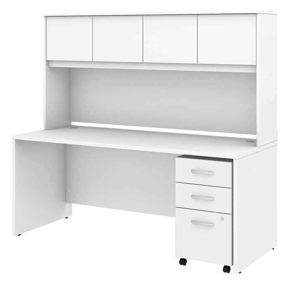Bush Business Furniture Studio C 72inW Office Computer Desk With Hutch And Mobile File Cabinet, White, Standard Delivery MPN:STC011WH