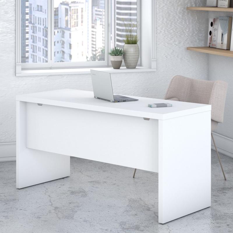 Bush Business Furniture Echo 60inW Credenza Computer Desk, Pure White, Standard Delivery MPN:KI60106-03